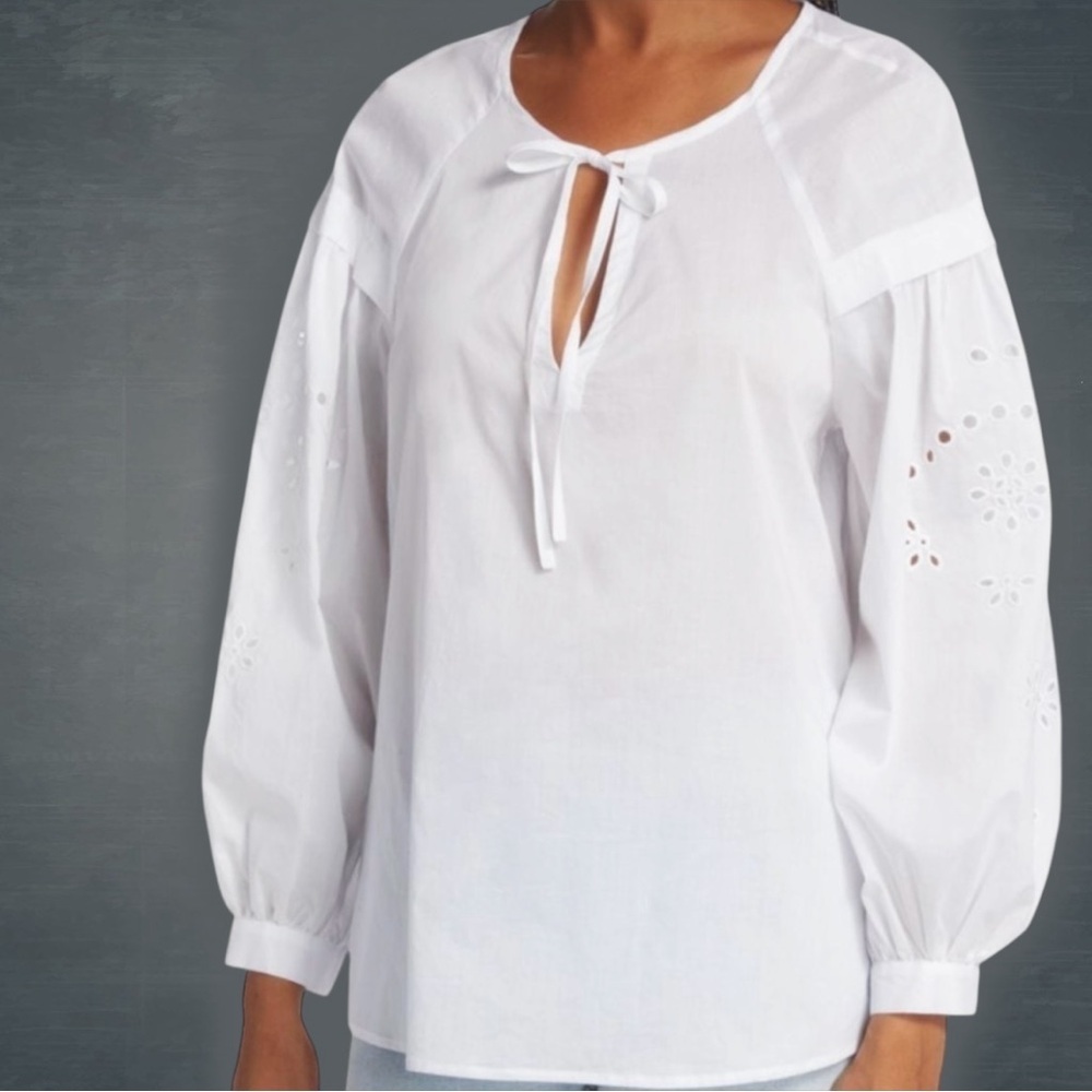 Nwot Rails ‘Dari’ Eyelet Drop Shoulder Tunic Top In “Beach White” Size Medium